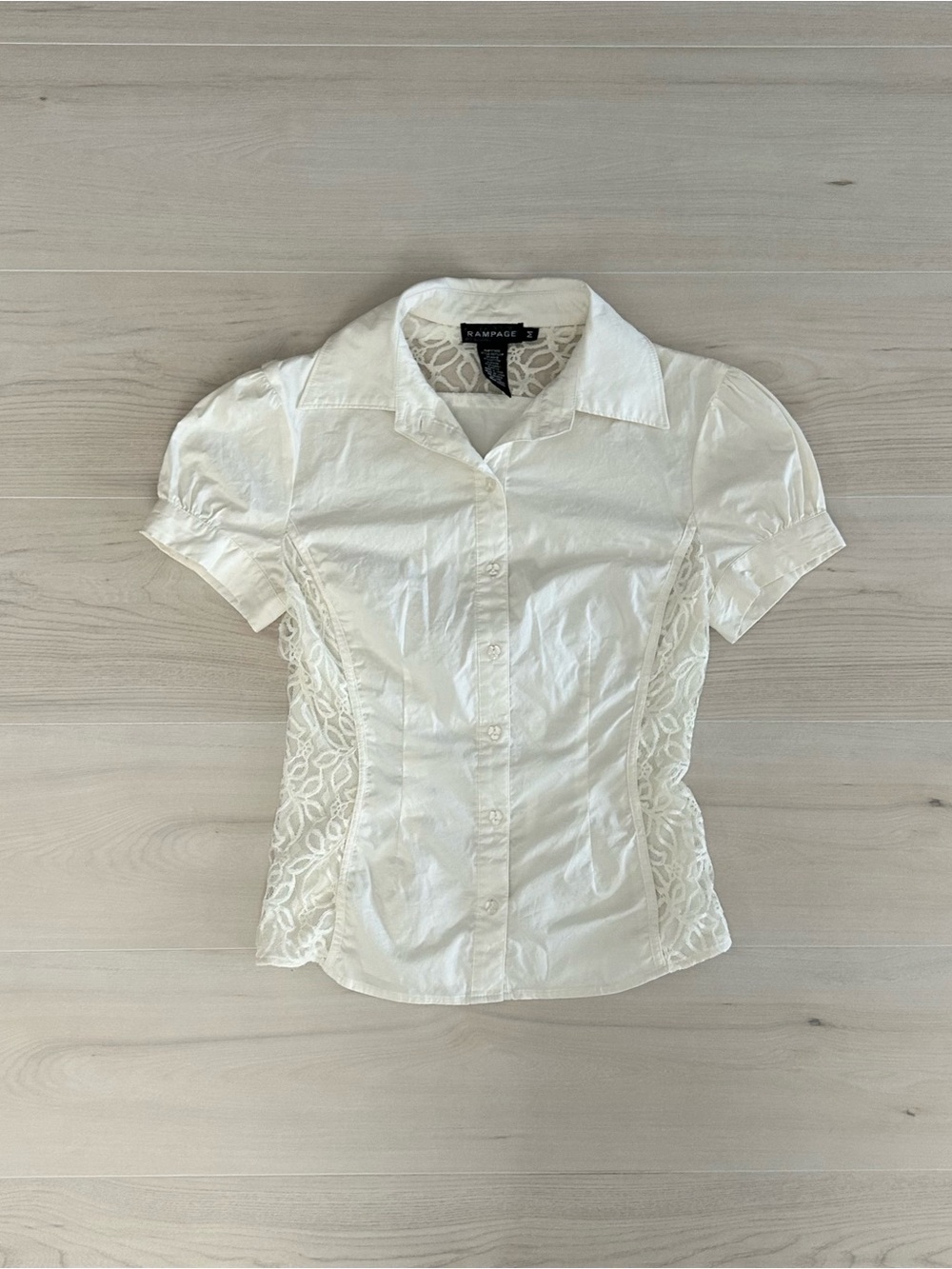 white rampage lace button up blouse
